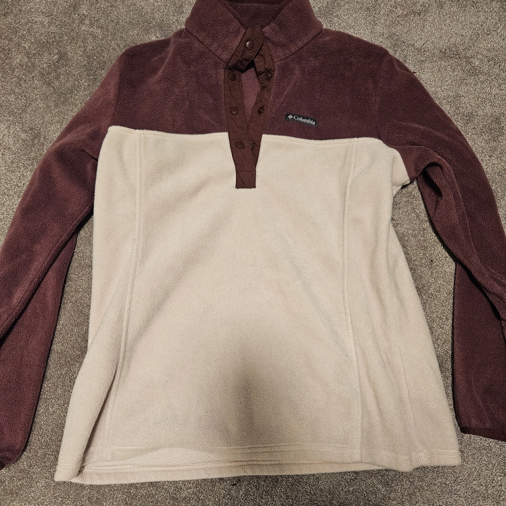 Columbia Women's Two-Tone Fleece Sweater - Maroon and Pink